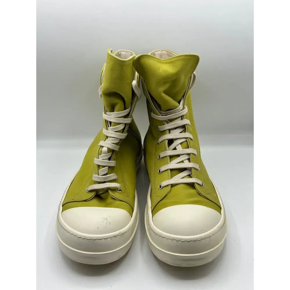 RICK OWENS DRKSHDW High Sneakers Ramones Canvas Acid Milk Sz 45/US 12 $1090